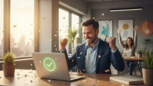 Entrepreneur lançant une campagne de crowdfunding pour financer sa marque