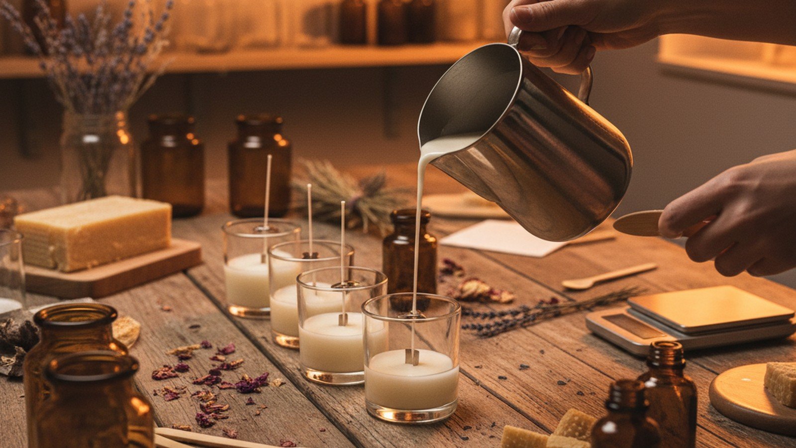 Fabrication artisanale de bougies en cire de soja