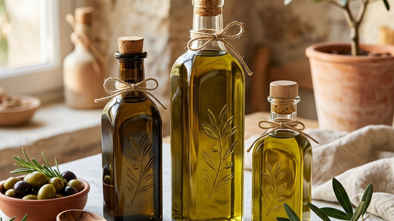 Packaging premium pour bouteilles d'huile d'olive artisanale