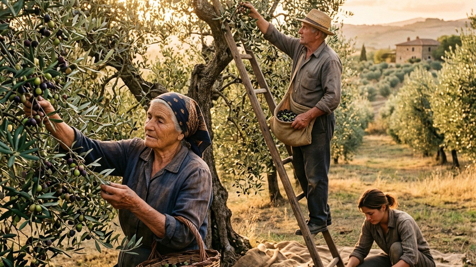 Récolte d'olives artisanale pour une marque premium
