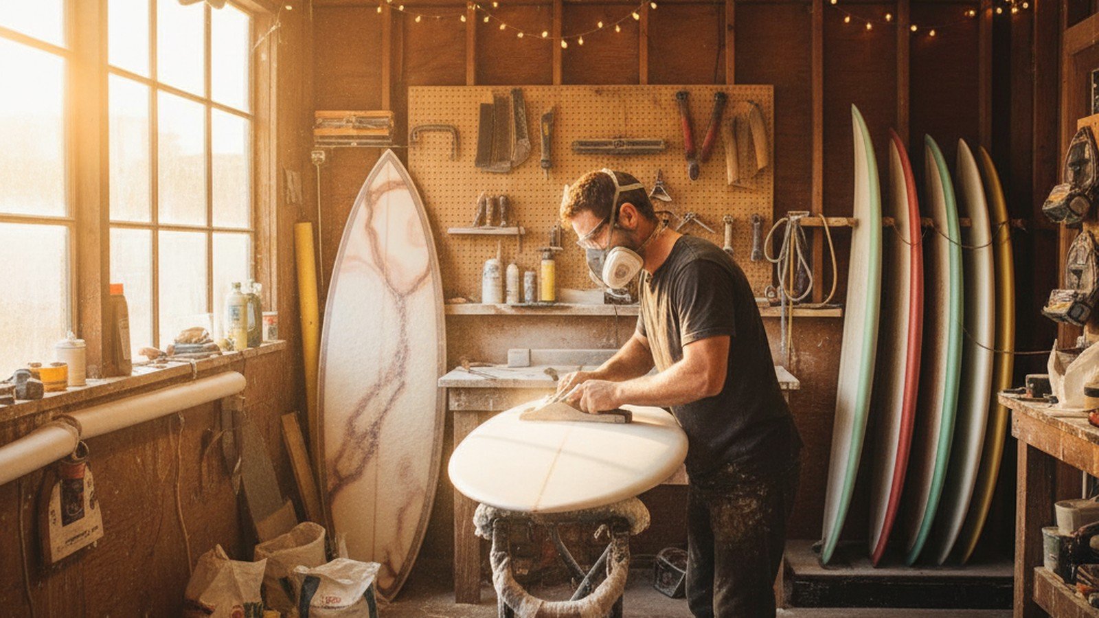 Shaping planche de surf artisanal